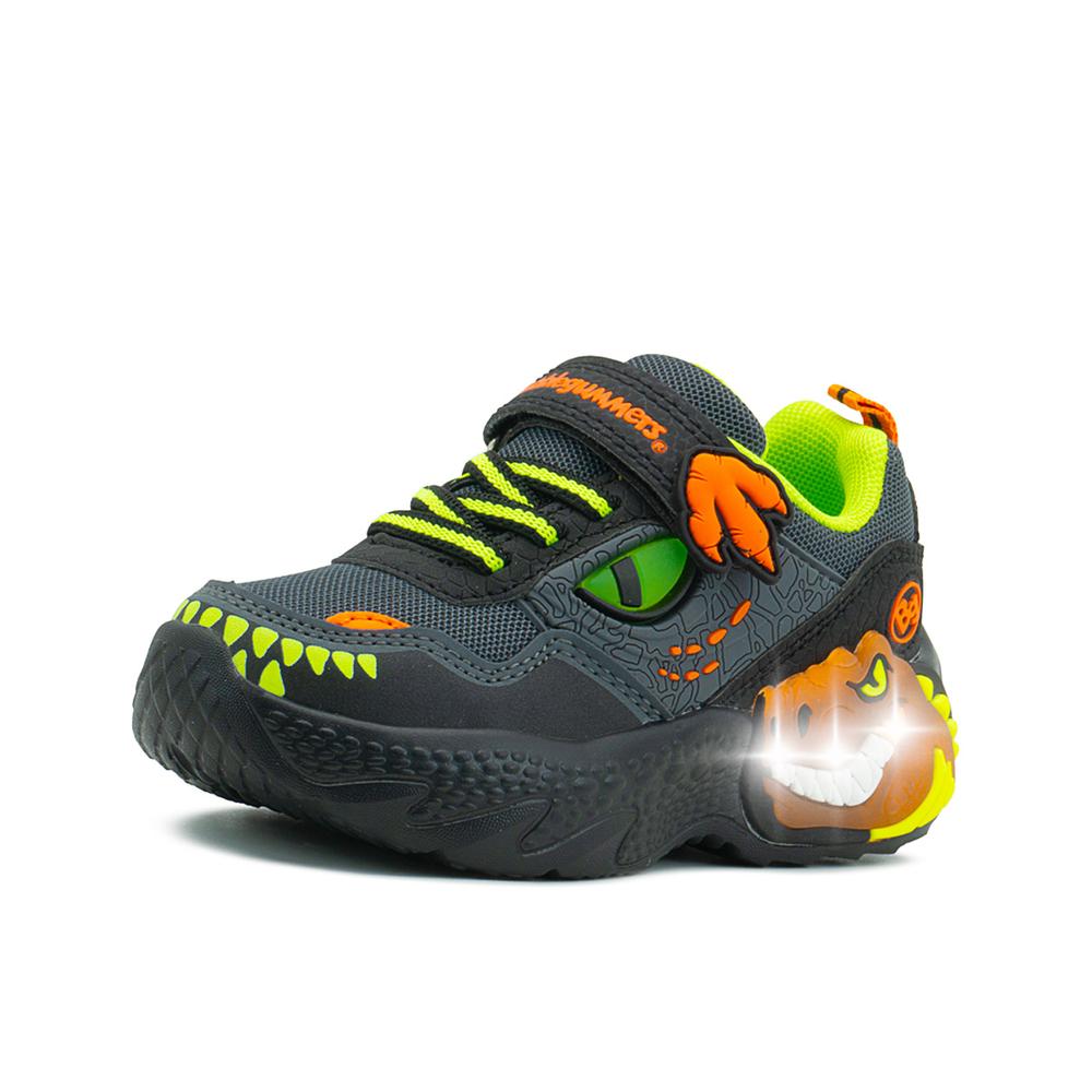 Foto 5 pulgar | Tenis Bubble Gummers Tiranosaurio Para Niño Con Luces Velcro Cafe