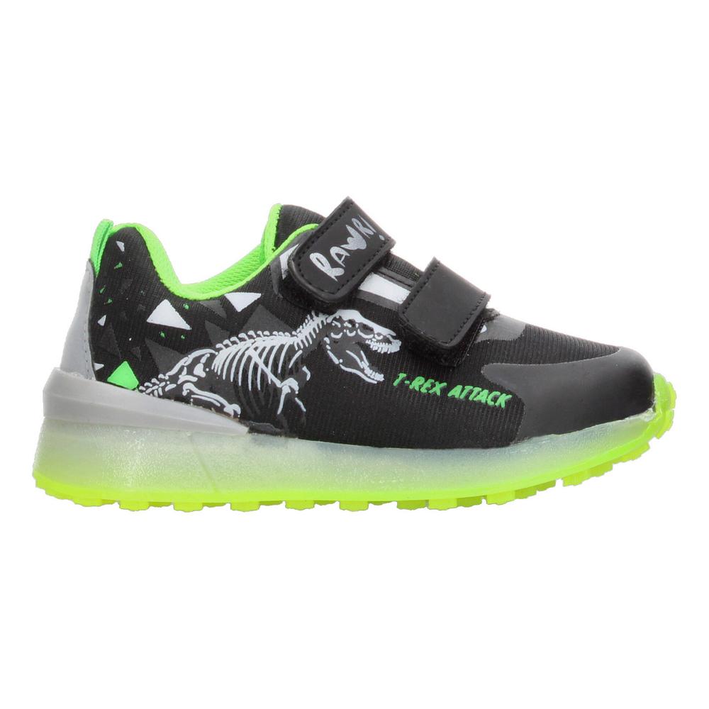 Tenis Niño Toddler Vavito T-rex Negro Verde Fosforescente Casual Moderno Doble Velcro Ajustable Verde