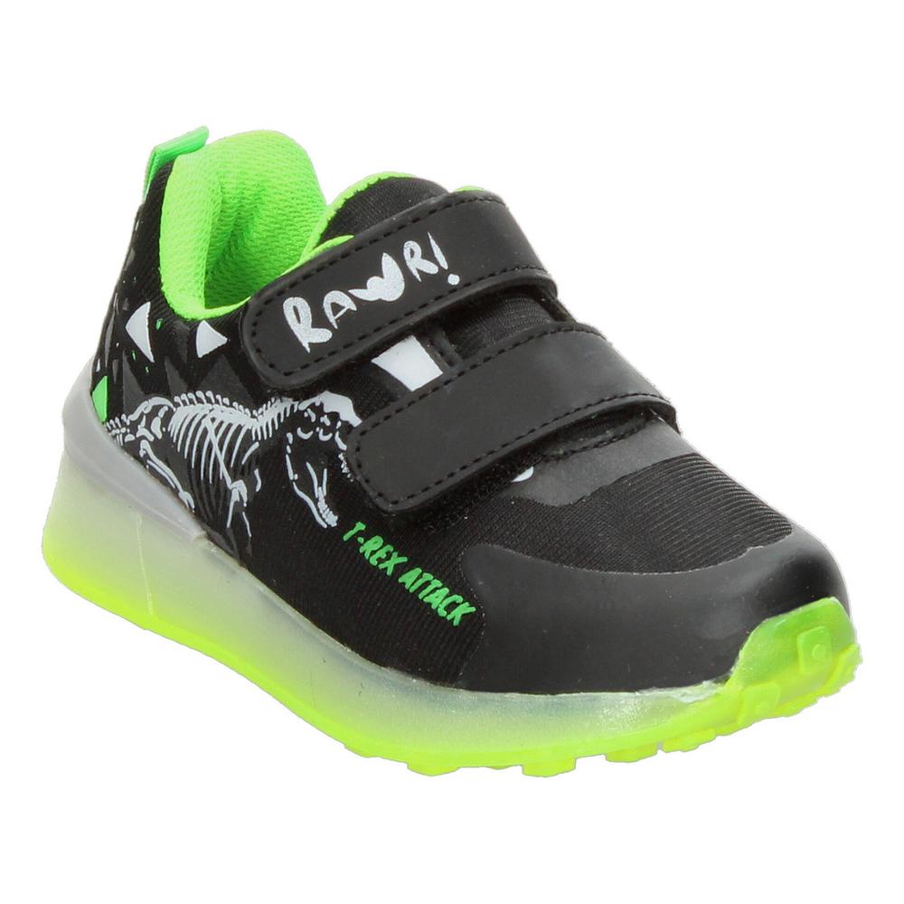 Foto 5 pulgar | Tenis Niño Toddler Vavito T-rex Negro Verde Fosforescente Casual Moderno Doble Velcro Ajustable Verde