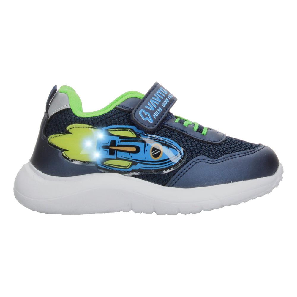 Tenis Niño Toddler Vavito Rocket Azul Marino Casual Cómodo Deportivo Sports Cintas Velcro Ajustable Verde