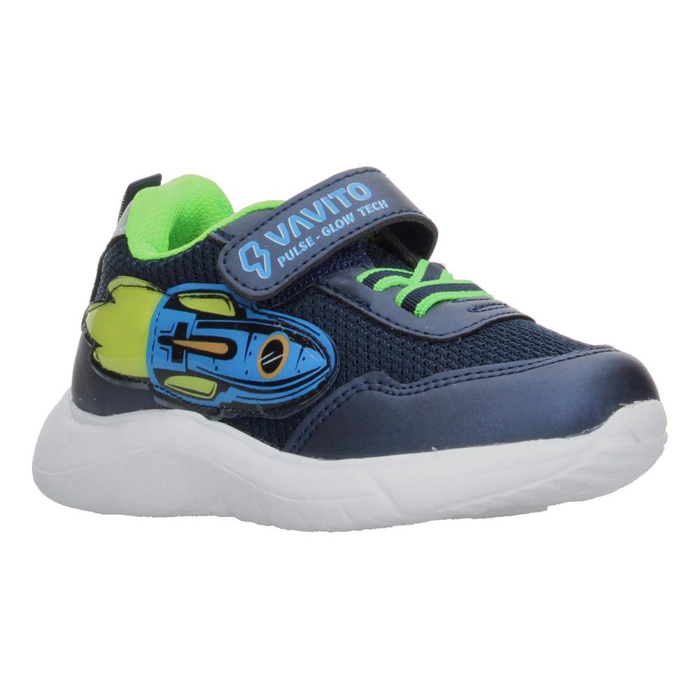Foto 3 pulgar | Tenis Niño Toddler Vavito Rocket Azul Marino Casual Cómodo Deportivo Sports Cintas Velcro Ajustable Verde