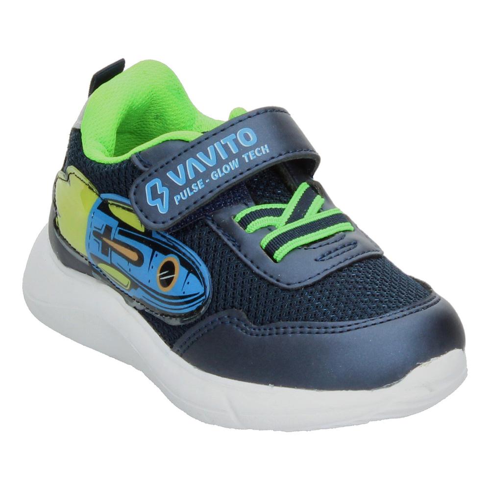 Foto 5 pulgar | Tenis Niño Toddler Vavito Rocket Azul Marino Casual Cómodo Deportivo Sports Cintas Velcro Ajustable Verde