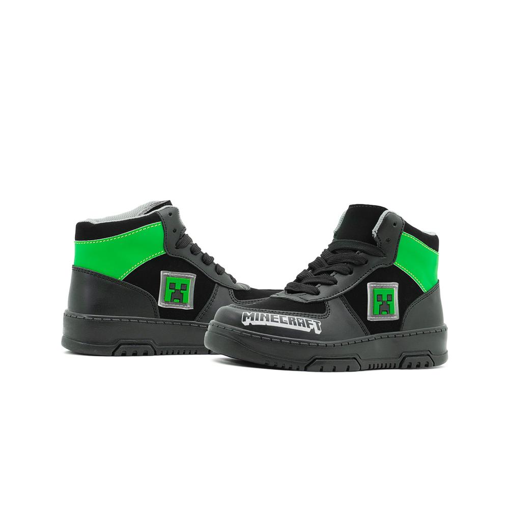 Foto 3 pulgar | Tenis Bota Yuyin Casuales Para Niño Minecraft Creeper Negro
