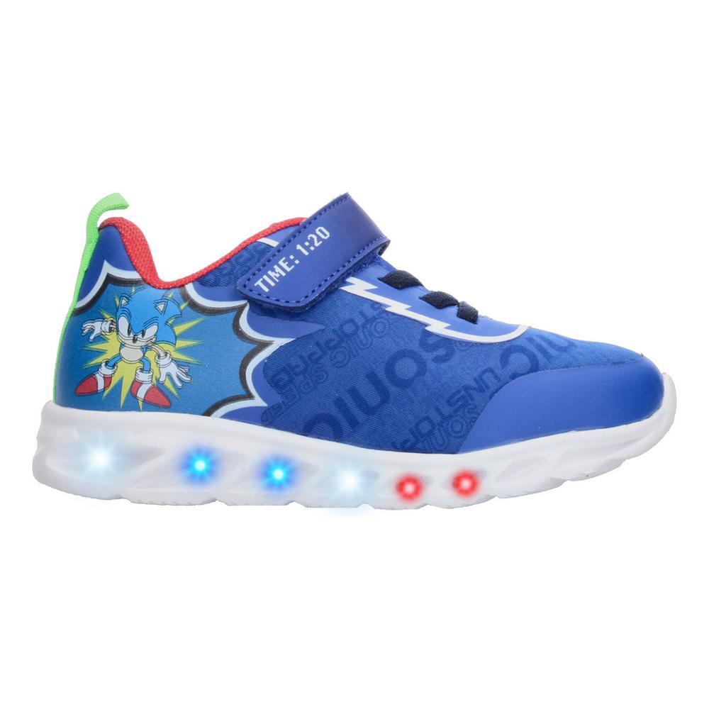 Foto 2 pulgar | Tenis Niño Sonic Azul Casual Ligero Suela Luces Led Videojuego Caricatura Cintas Velcro Ajustable Azul