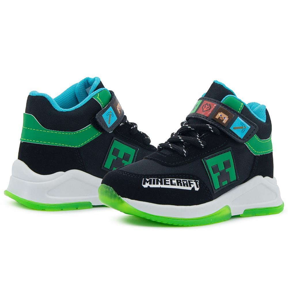 Foto 2 | Tenis Para Niño Videojuego Minecraft Creeper Antiderrapante Negro