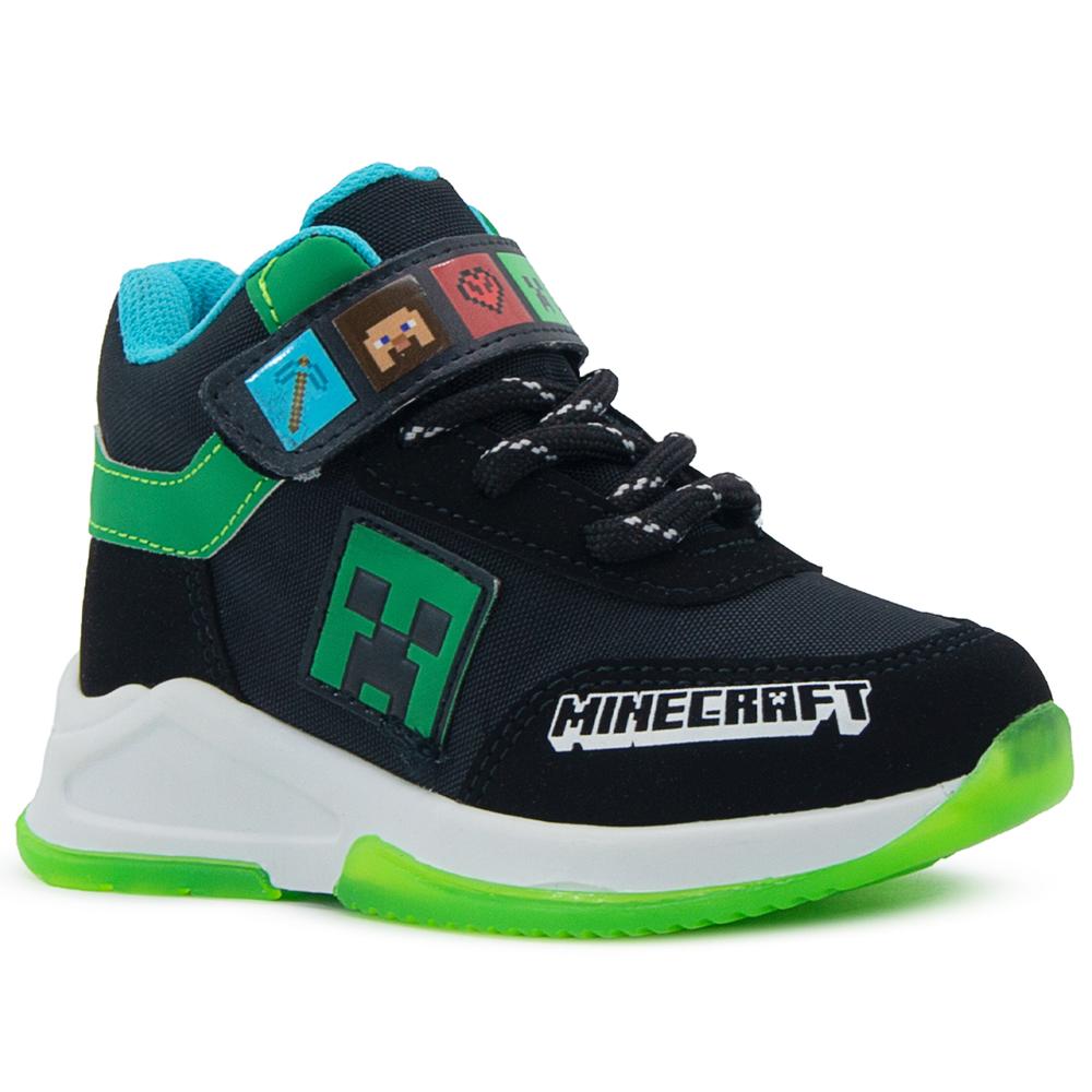 Foto 4 pulgar | Tenis Para Niño Videojuego Minecraft Creeper Antiderrapante Negro