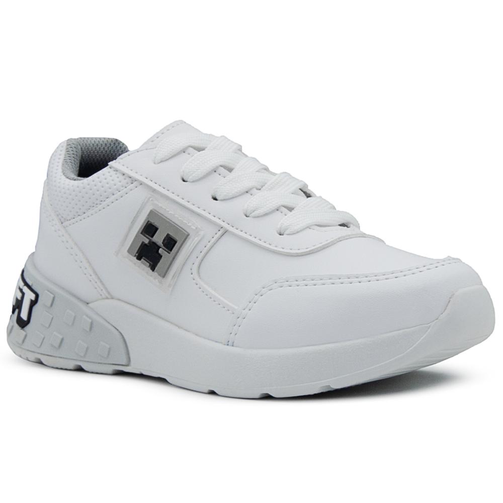 Foto 4 pulgar | Tenis De Minecraft Escolar Blanco Para Niño Videojuego Blanco