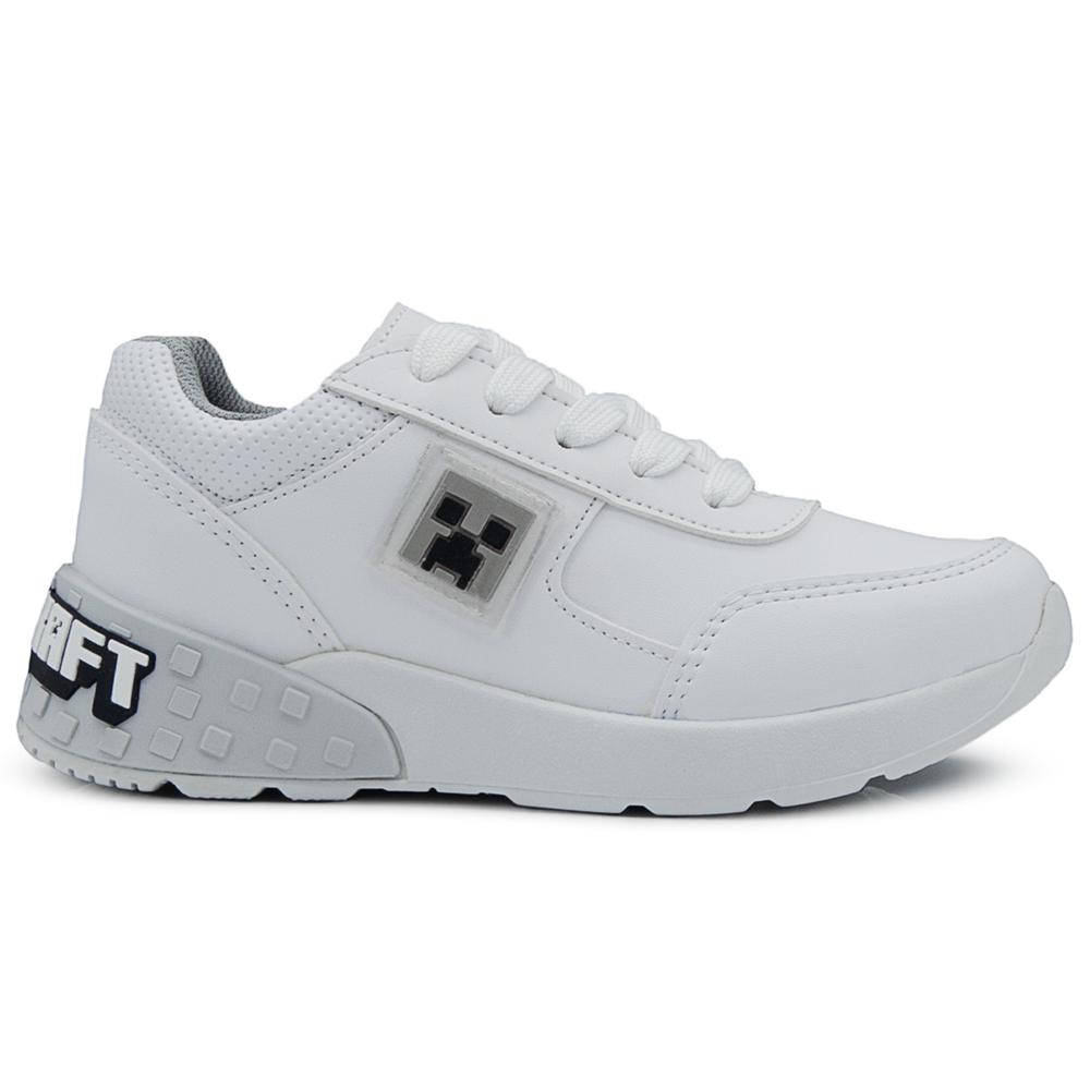 Foto 6 pulgar | Tenis De Minecraft Escolar Blanco Para Niño Videojuego Blanco