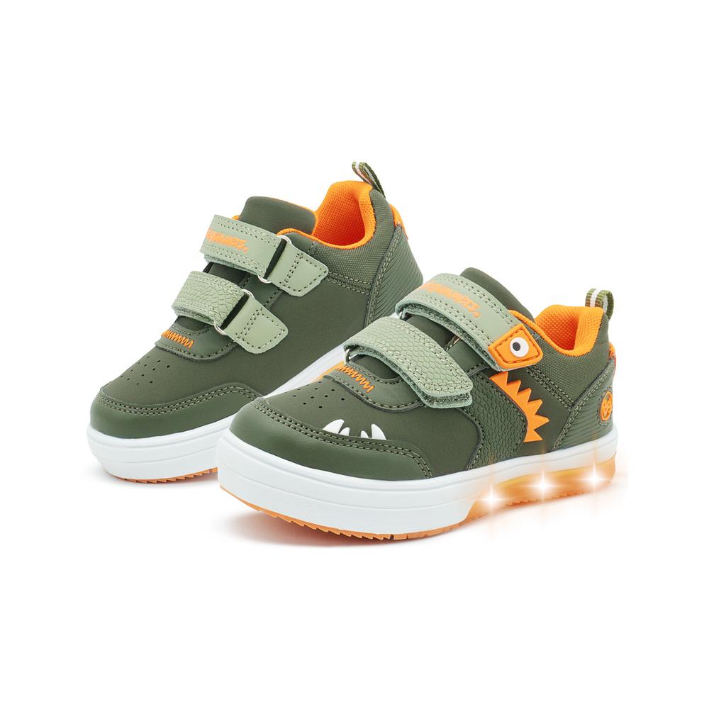 Tenis Bubble Gummers Trebor Para Niño Doble Velcro Con Luces Verde