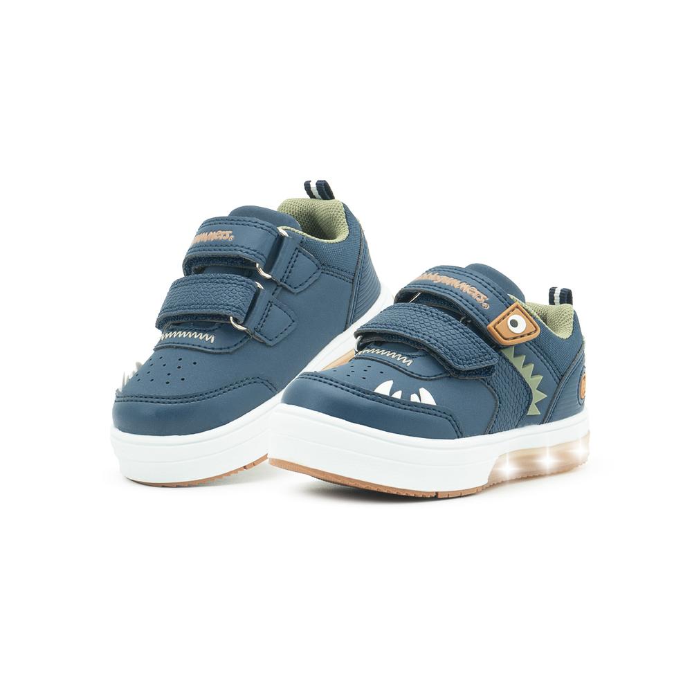 Tenis Bubble Gummers Para Niño Con Luces Dinosaurio Marino Azul Marino