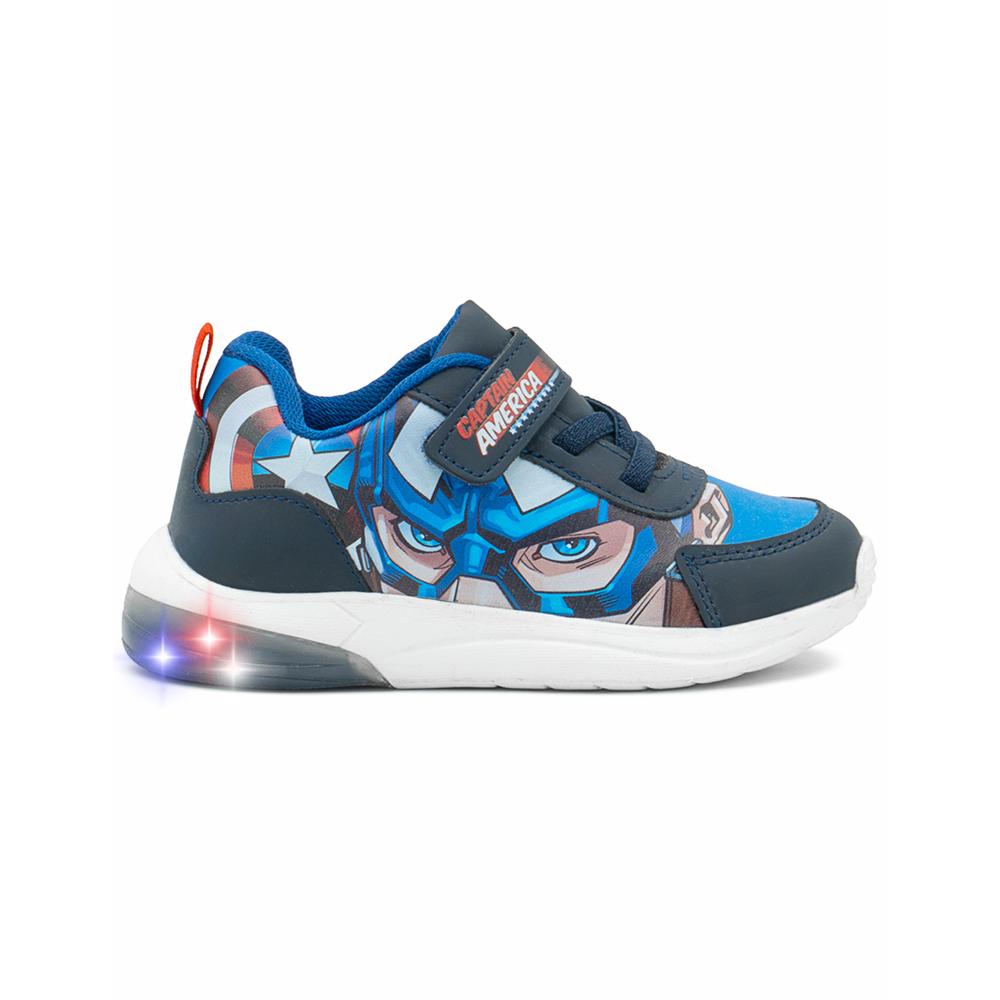 Tenis Tropicana Con Luces Para Niño Capitán América Ajuste Contactel Azul Azul