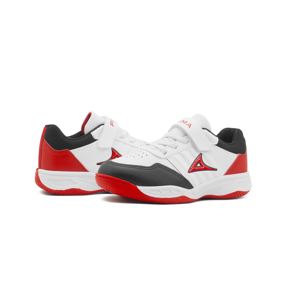 Foto 4 pulgar | Tenis Pirma Sneakers Novak Para Niño Transpirables Blanco/rojo Blanco