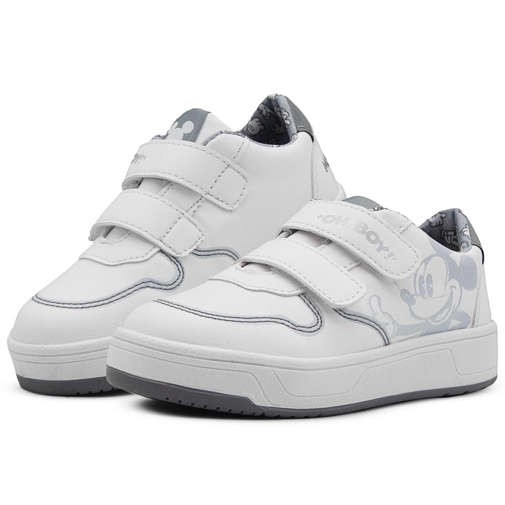 Foto 1 | Tenis Escolar Blanco Para Niño Mickey Mouse Doble Velcro Blanco