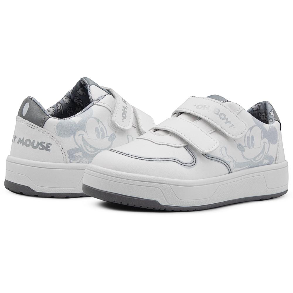 Foto 3 pulgar | Tenis Escolar Blanco Para Niño Mickey Mouse Doble Velcro Blanco