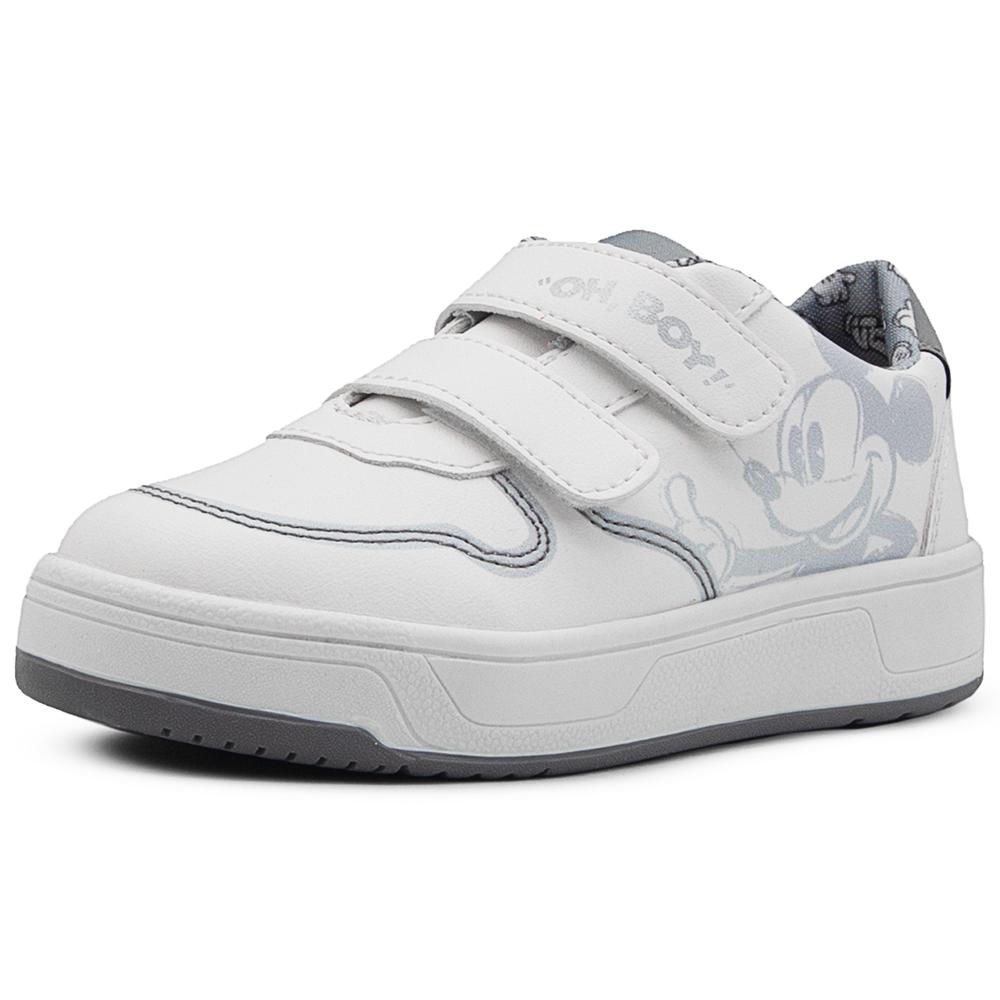 Foto 4 pulgar | Tenis Escolar Blanco Para Niño Mickey Mouse Doble Velcro Blanco
