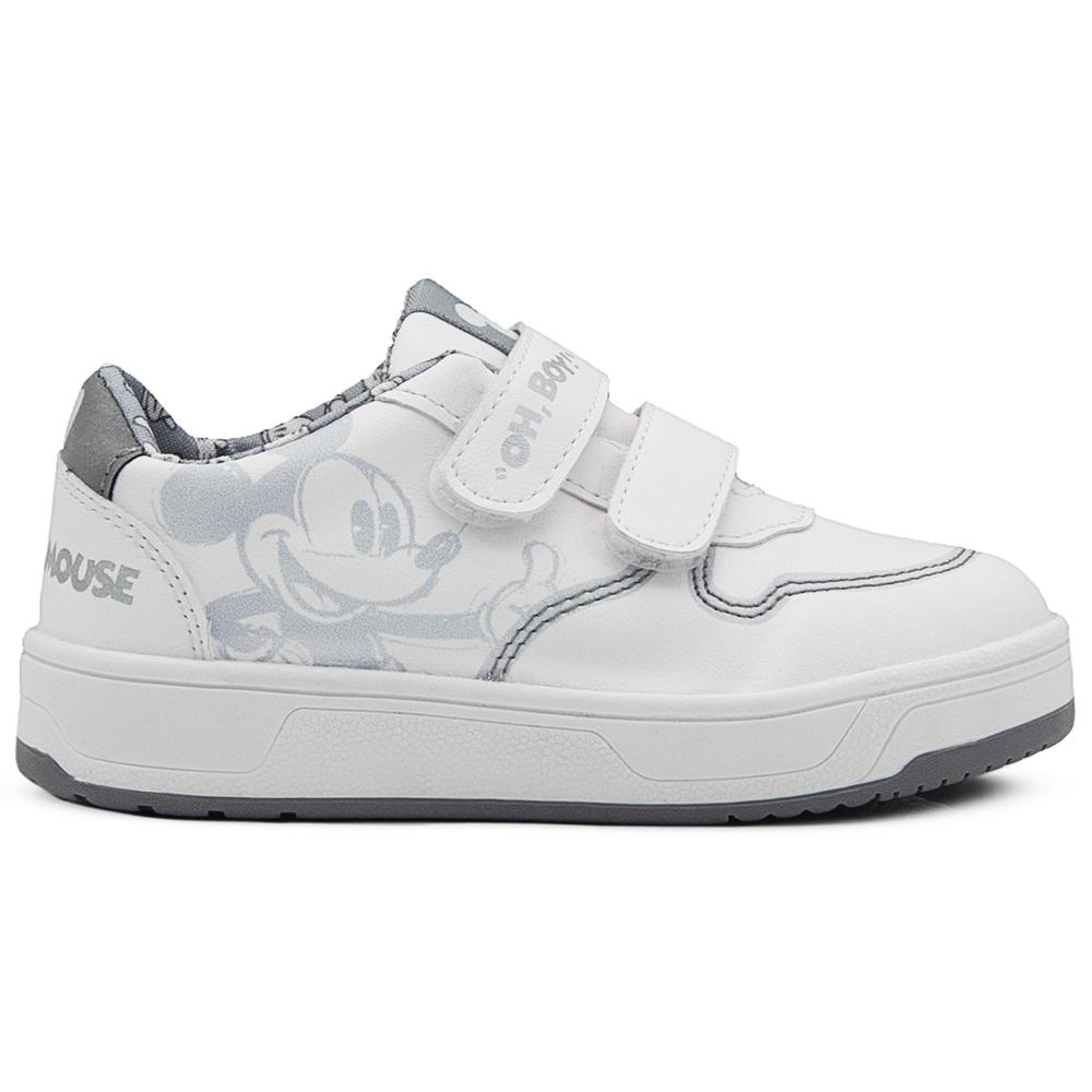 Foto 7 pulgar | Tenis Escolar Blanco Para Niño Mickey Mouse Doble Velcro Blanco