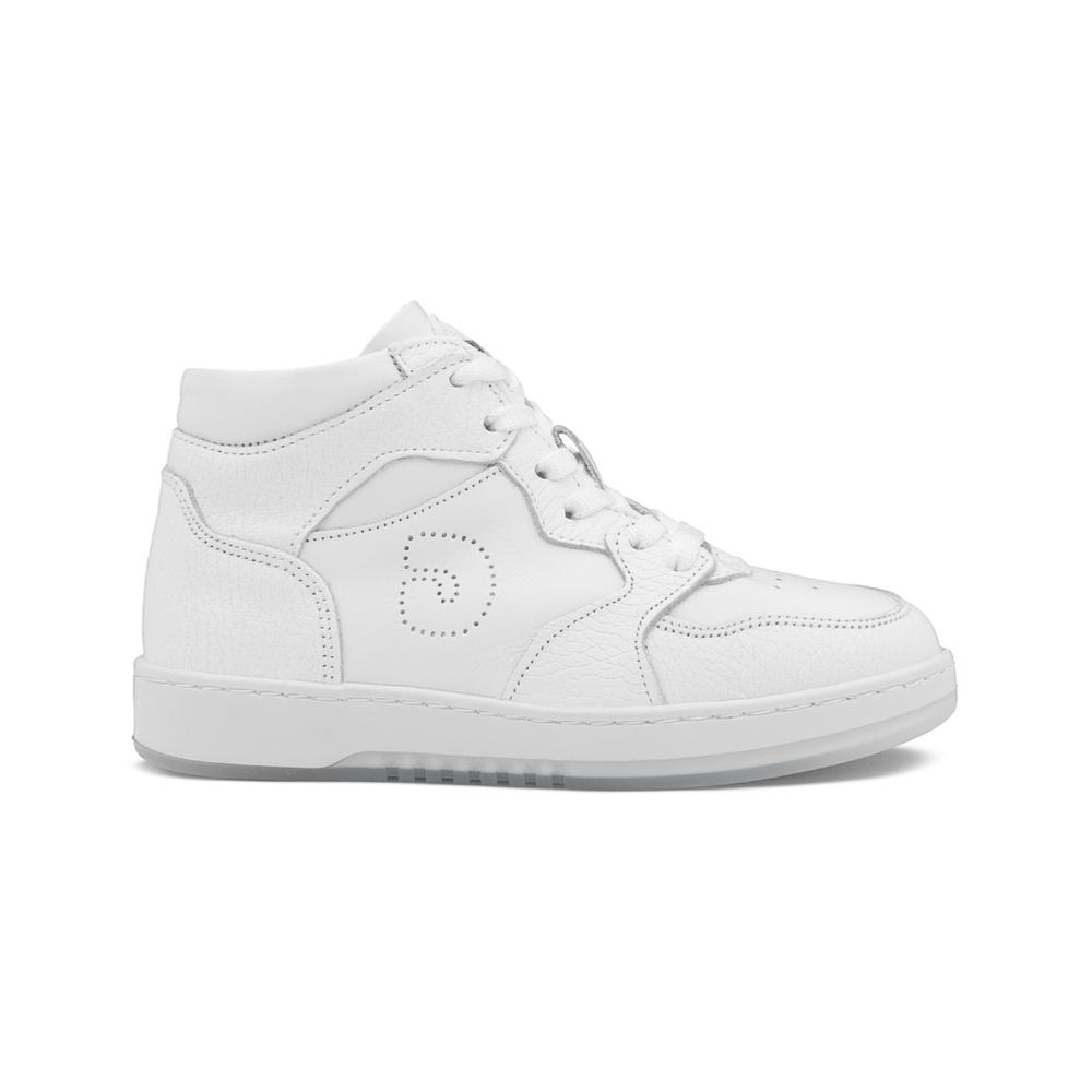 Tenis Para Niño De Bota Urbano Dogi Piel Suela Cosida Blanco