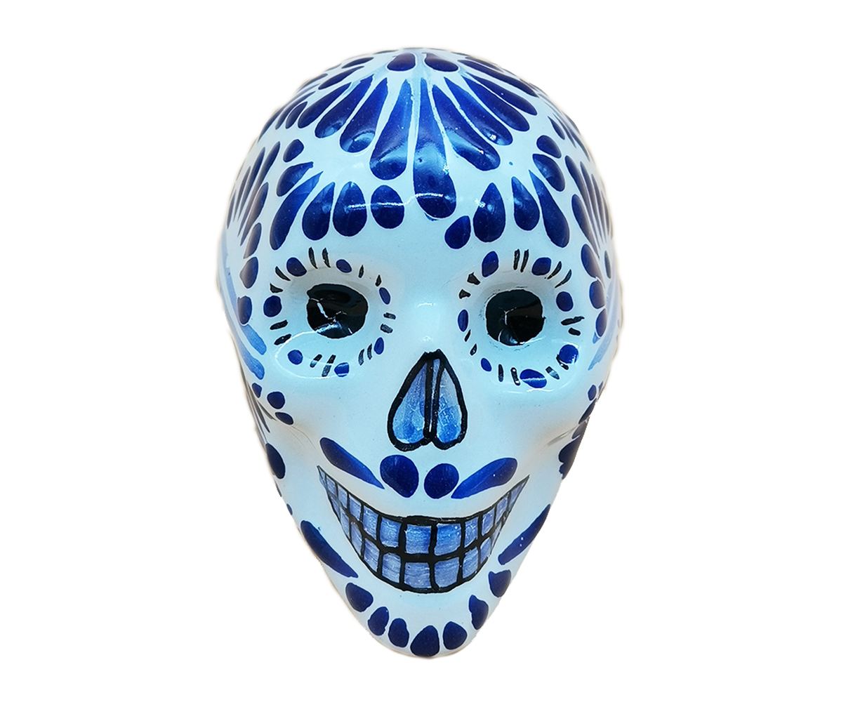 Foto 2 pulgar | Cráneo Decorativo De Talavera Los Ángeles Mediano color Azul