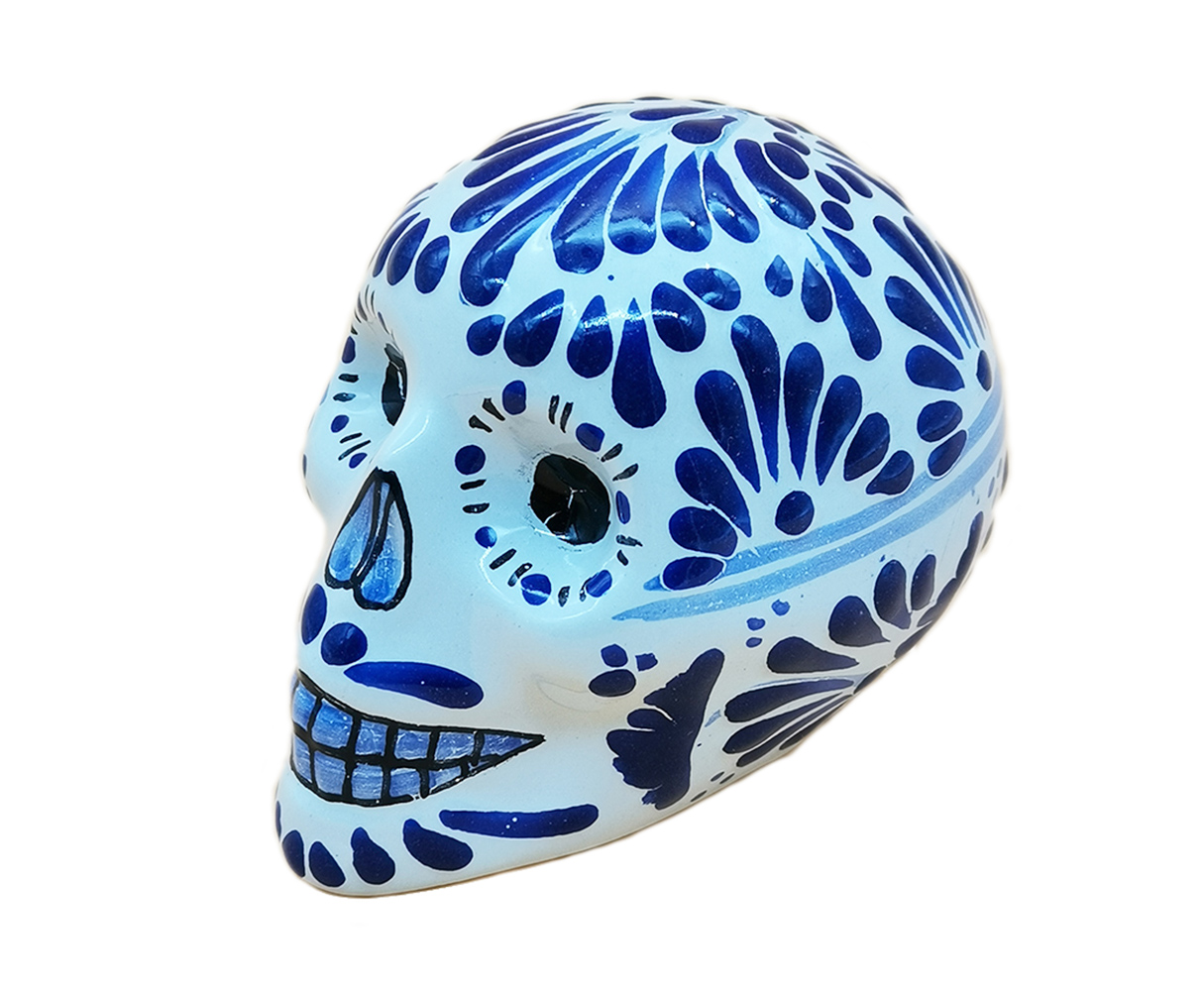 Foto 3 pulgar | Cráneo Decorativo De Talavera Los Ángeles Mediano color Azul