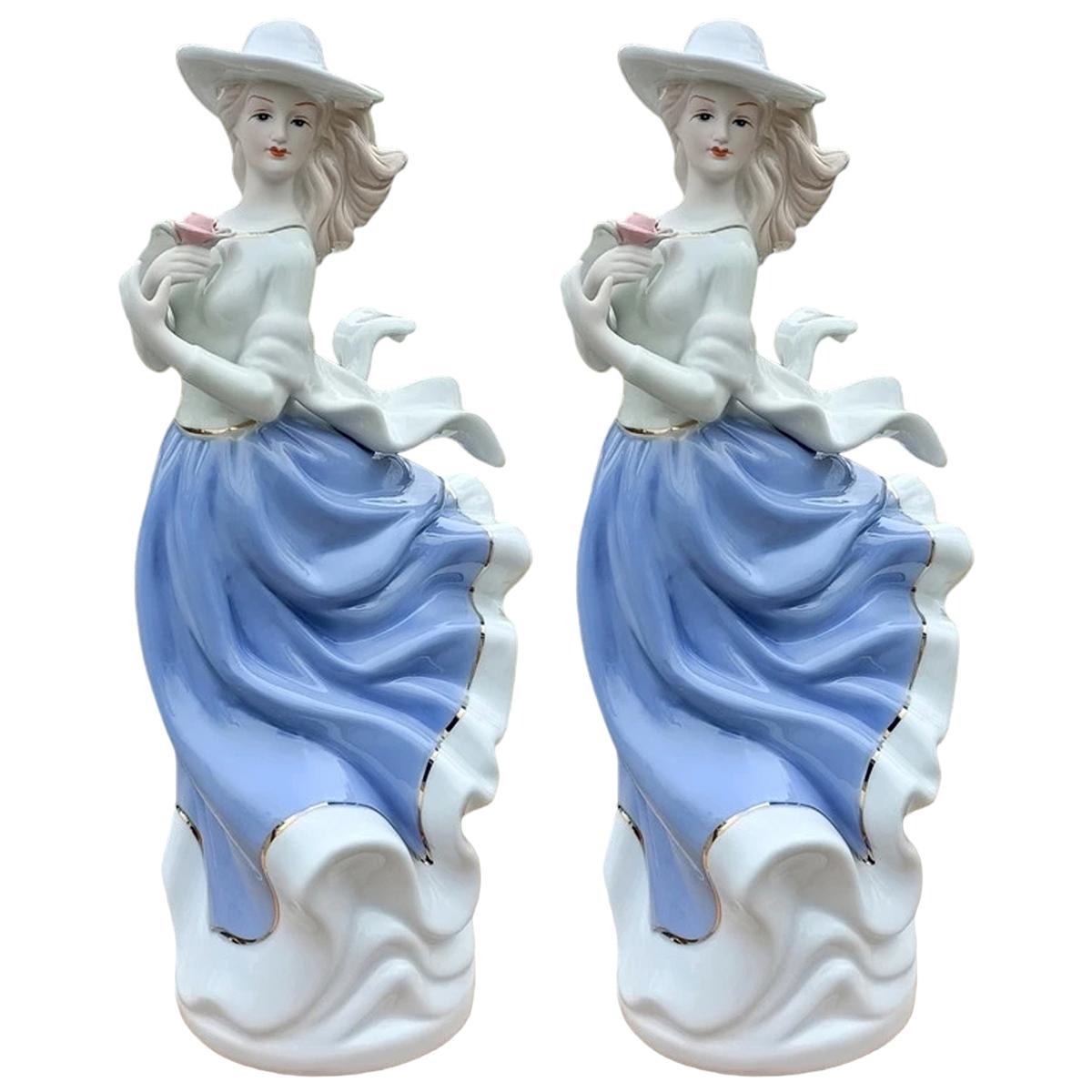 Foto 2 pulgar | Figura de Cerámica Mujer con Sombrero Ventdepot Mxmyh-002 2 Piezas Multicolor