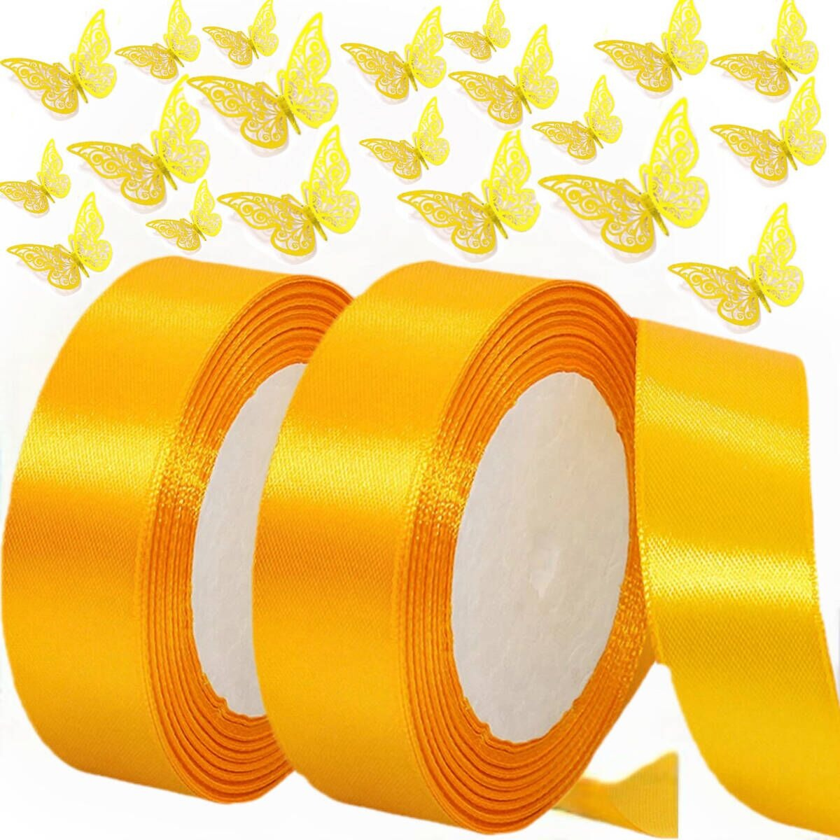 Rollo Popotillo Wünd Listón Satinado Mariposa 3.8 cm x 45 m Dorado