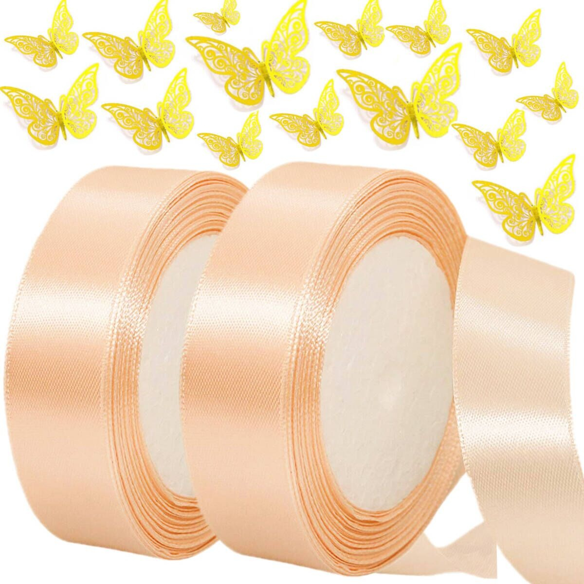 Rollo Popotillo Wünd Listón Satinado Mariposa 3.8 cm x 45 m Coral Claro