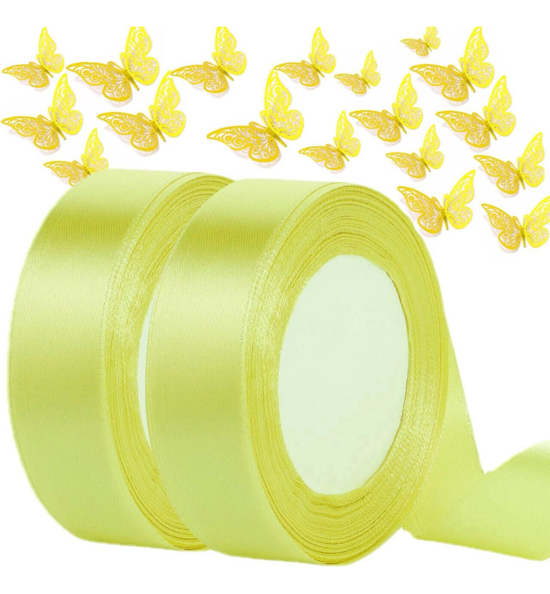 Rollo Popotillo Wünd Listón Satinado Mariposa 3.8 cm x 45 m Dorado Claro