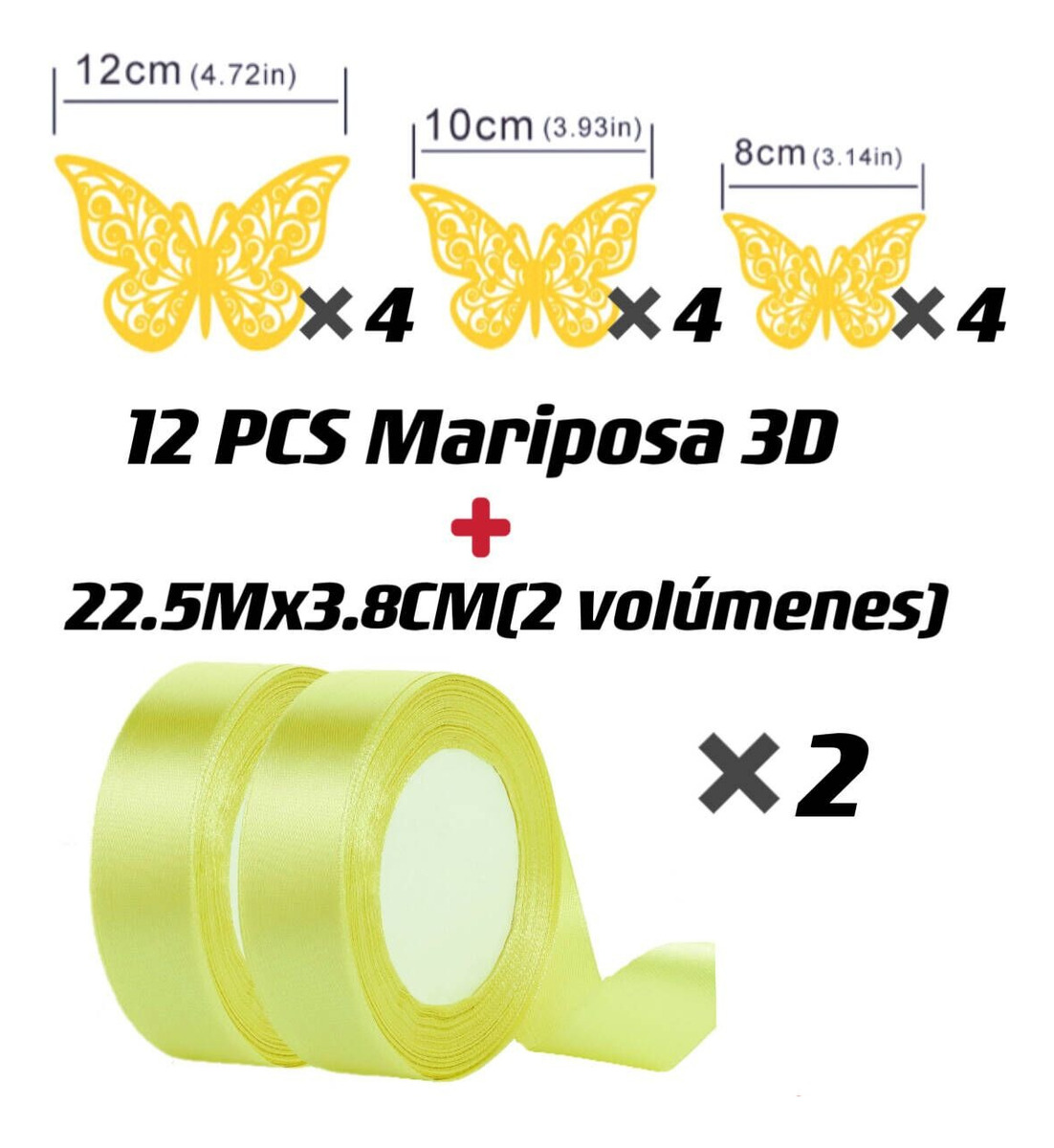 Foto 3 pulgar | Rollo Popotillo Wünd Listón Satinado Mariposa 3.8 cm x 45 m Dorado Claro