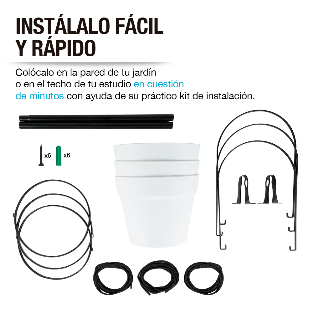 Foto 7 pulgar | Macetas Colgantes Decorativas Casa Litus color Blanco con Soporte Metálico Interior Exterior