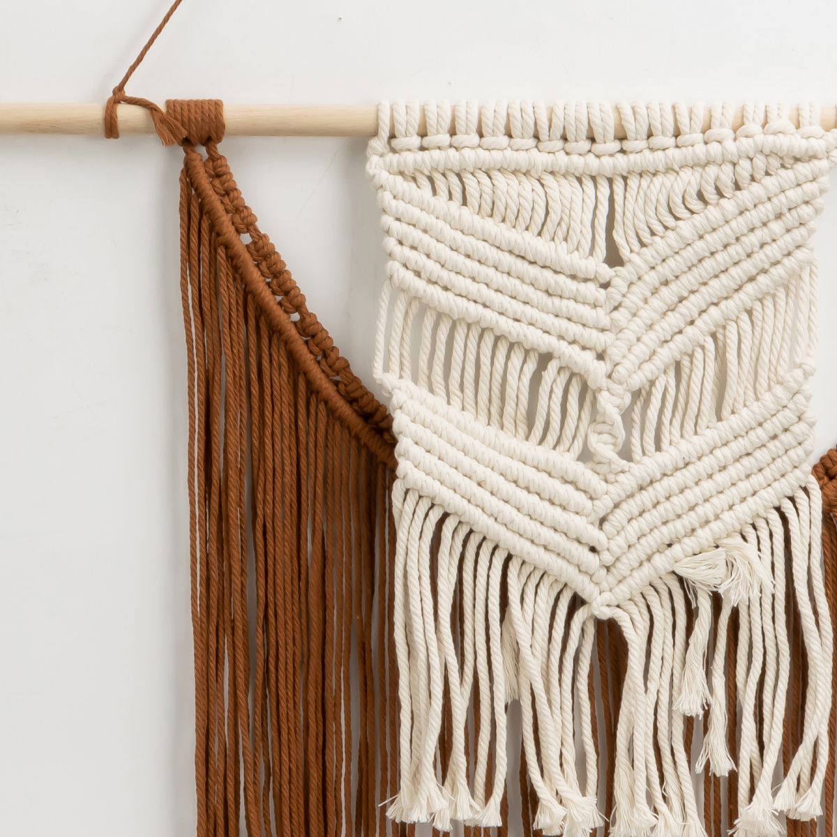 Foto 2 | Macramé Decorativo Color Café Y Blanco En Tela De Algodón