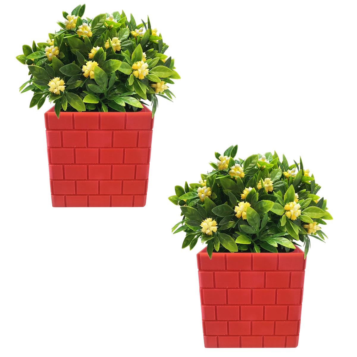 Maceta Decorativa Para Escritorio3d Art Mxyfb-002 2  Piezas Rojo