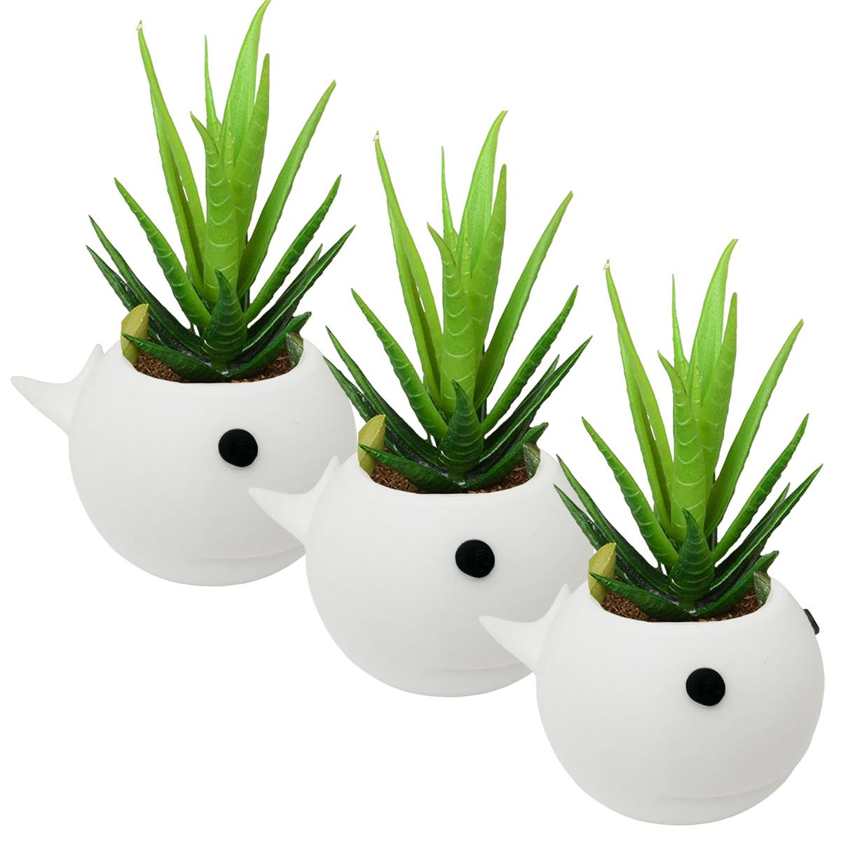 Maceta Decorativa Ballena 3d3d Art Mxwfw-003 3  Piezas Azul