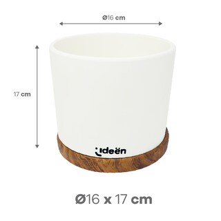 Foto 4 | Maceta De Arcilla Blanca Con Plato De Madera