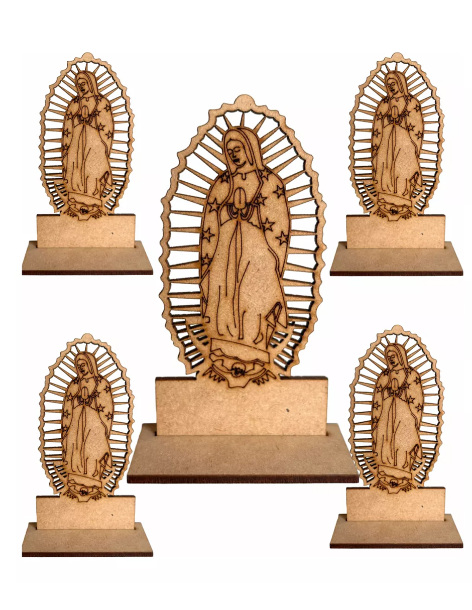Foto 2 pulgar | Recuerdos Virgen Guadalupe 9.5cm Mdf Cafe 20 Piezas
