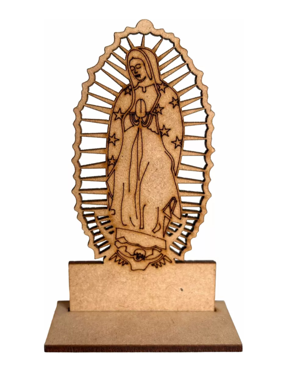 Foto 3 pulgar | Recuerdos Virgen Guadalupe 9.5cm Mdf Cafe 20 Piezas