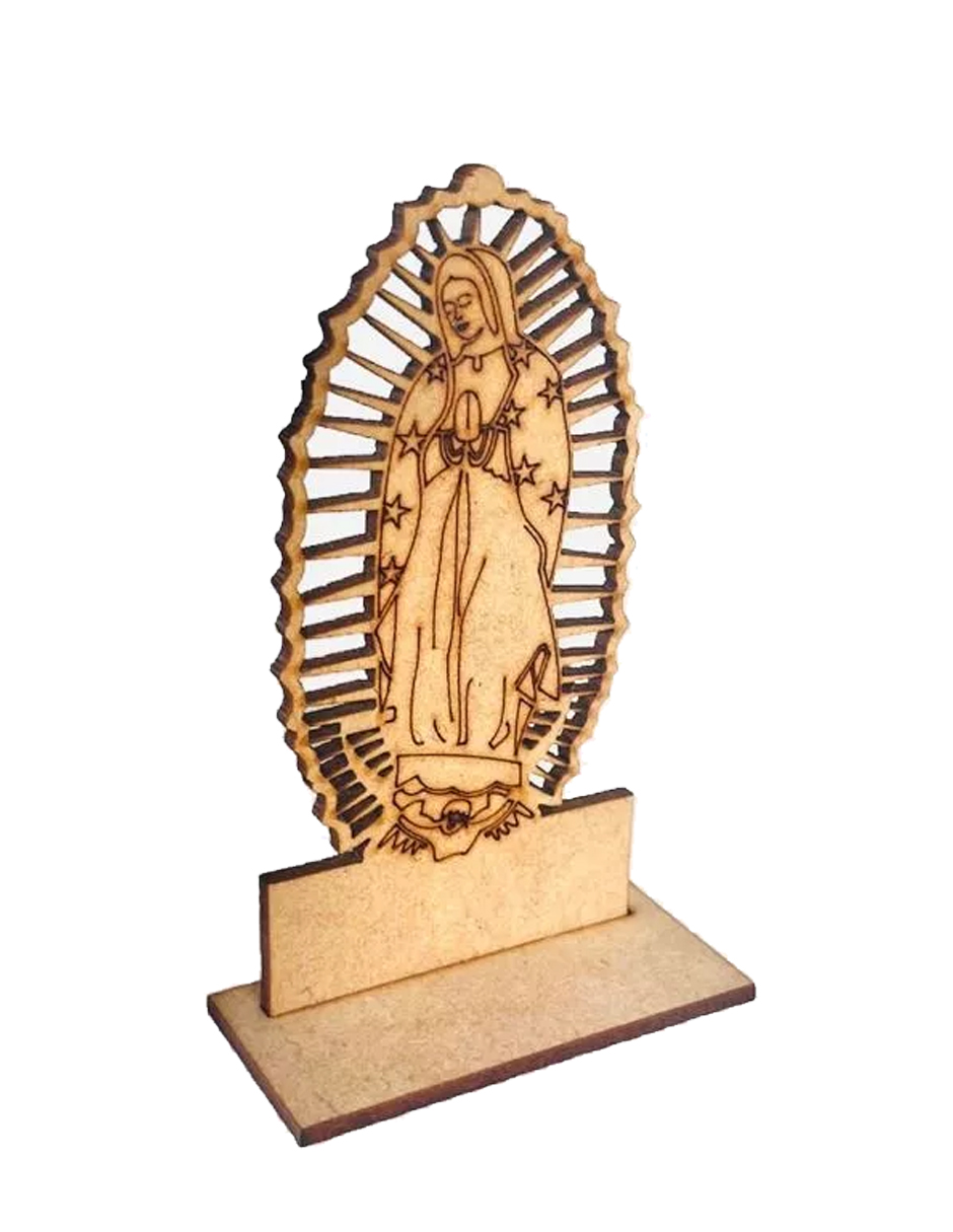 Foto 4 pulgar | Recuerdos Virgen Guadalupe 9.5cm Mdf Cafe 20 Piezas