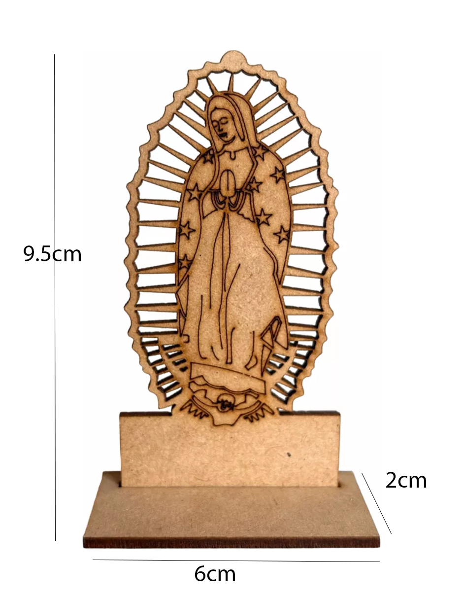 Foto 5 pulgar | Recuerdos Virgen Guadalupe 9.5cm Mdf Cafe 20 Piezas