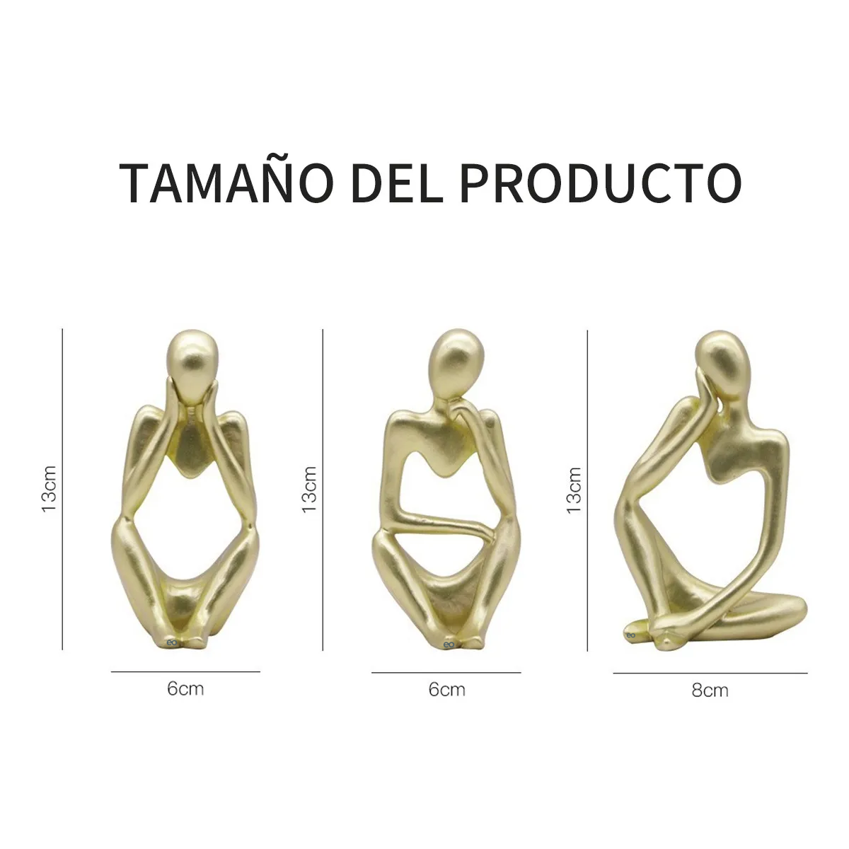 Foto 2 | Escultura De Figuras Decorativas De Resina 3 Pcs Eo Safe Imports Esi-19462 Dorado