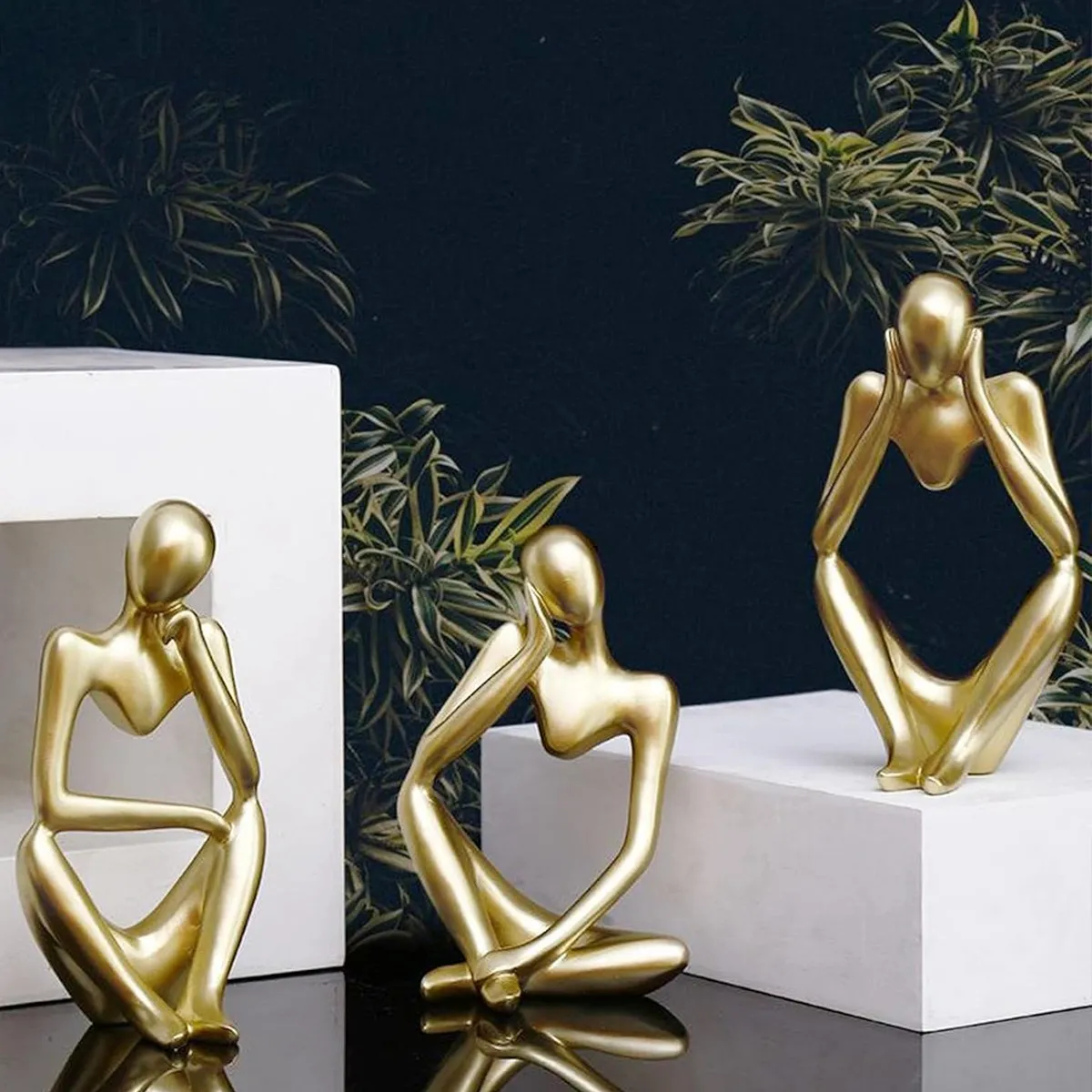 Foto 5 pulgar | Escultura De Figuras Decorativas De Resina 3 Pcs Eo Safe Imports Esi-19462 Dorado
