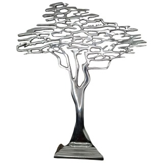 Foto 1 | Escultura Árbol Mada Decorativo De Pewter Plateado Brillante