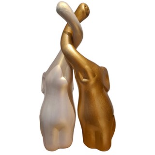 Foto 1 | Set De Escultura Mada Pareja De Elefentes Color Dorado Y Perla Entrelazados