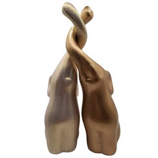 Foto 4 | Set De Escultura Mada Pareja De Elefentes Color Dorado Y Perla Entrelazados