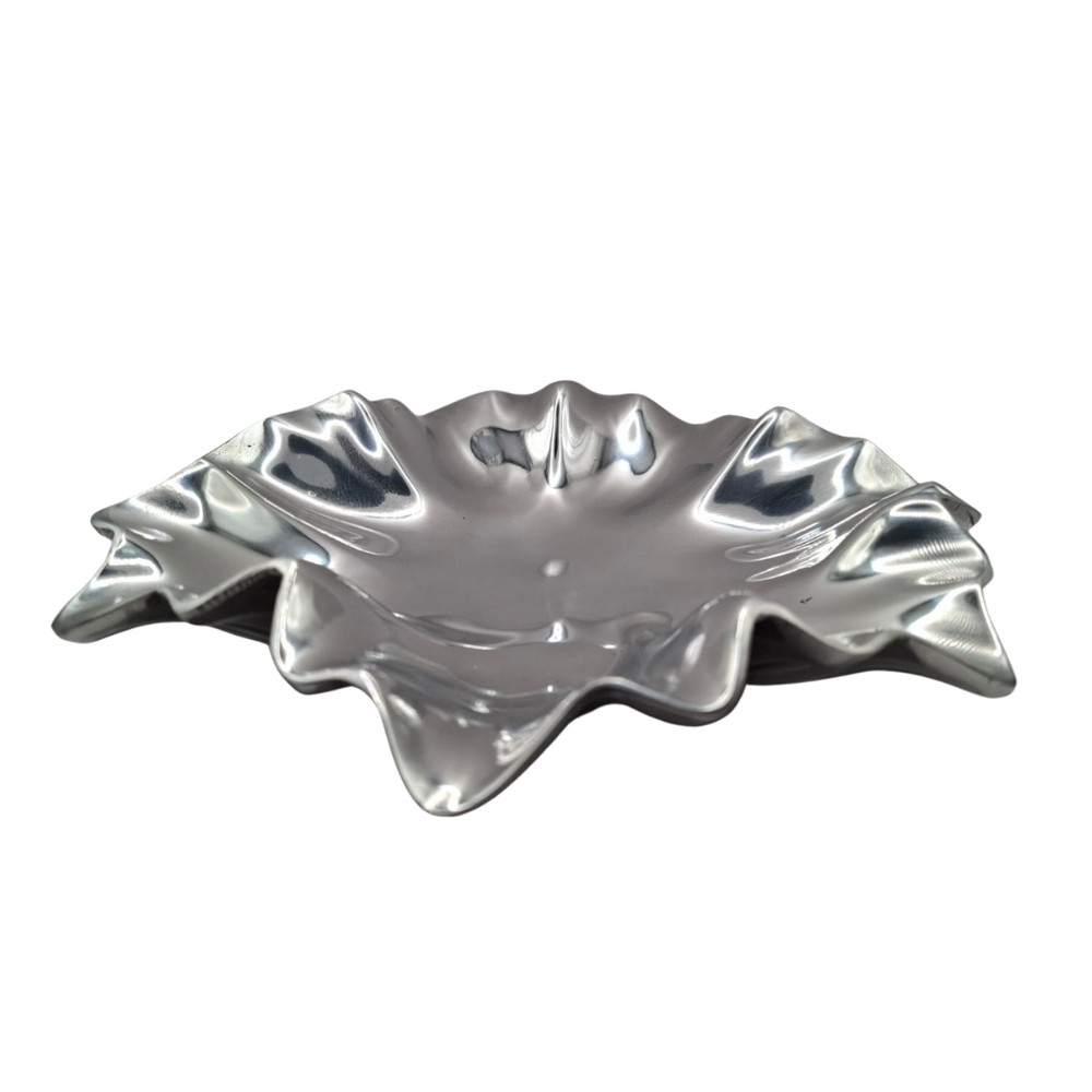 Foto 2 pulgar | Platón Decorativo Mada De Pewter Plateado Ondulado