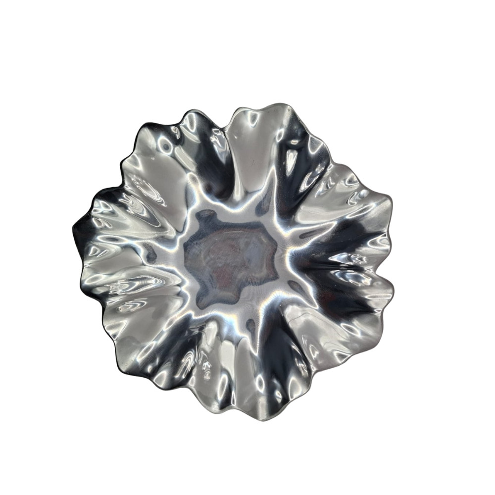 Foto 5 pulgar | Platón Decorativo Mada De Pewter Plateado Ondulado