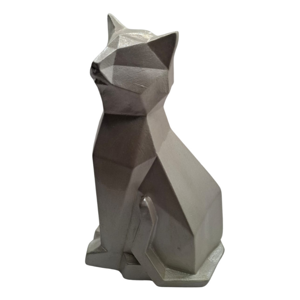 Foto 2 | Escultura Mada Gato Geométrico Color Plateado Metálico Acabado Geométrico