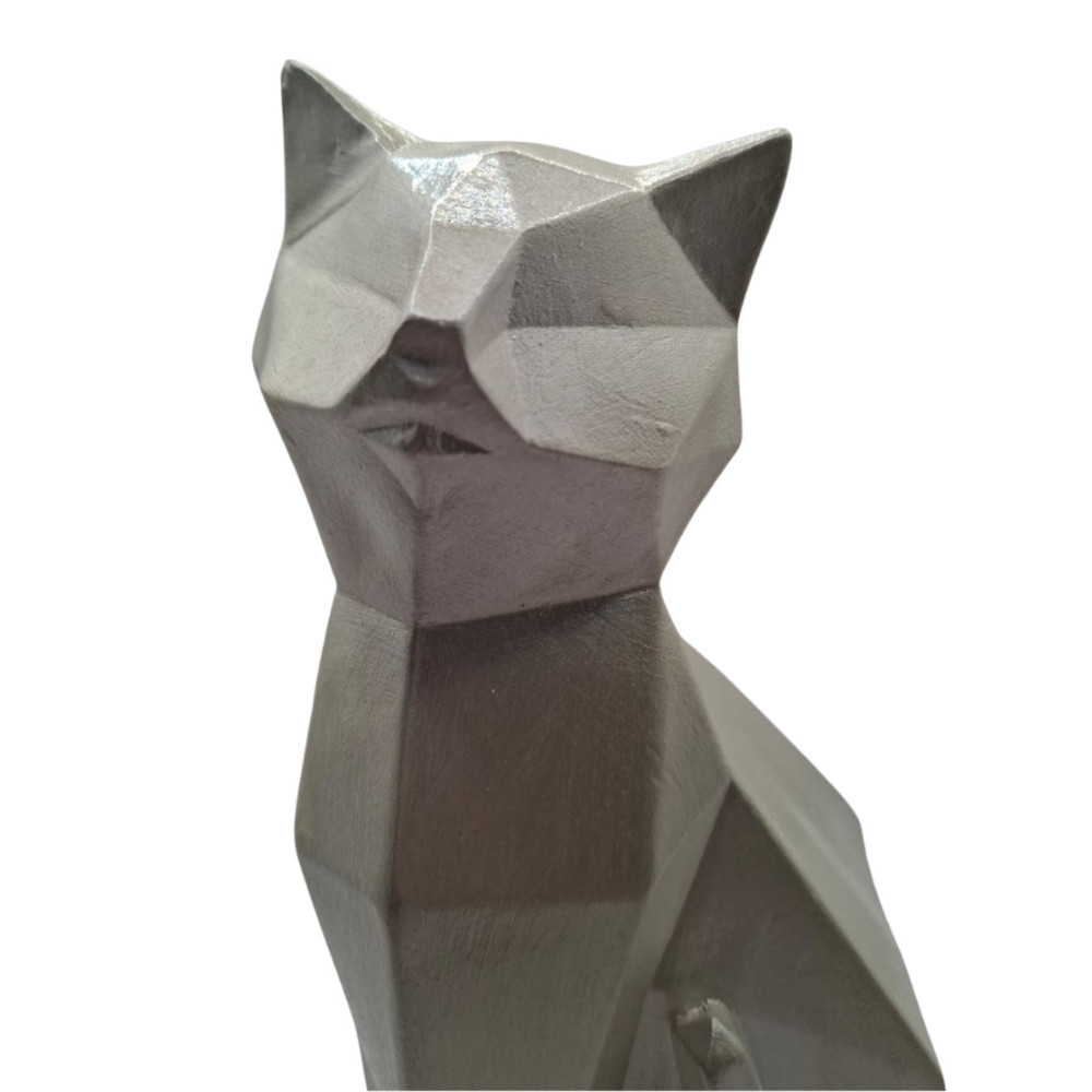 Foto 4 | Escultura Mada Gato Geométrico Color Plateado Metálico Acabado Geométrico