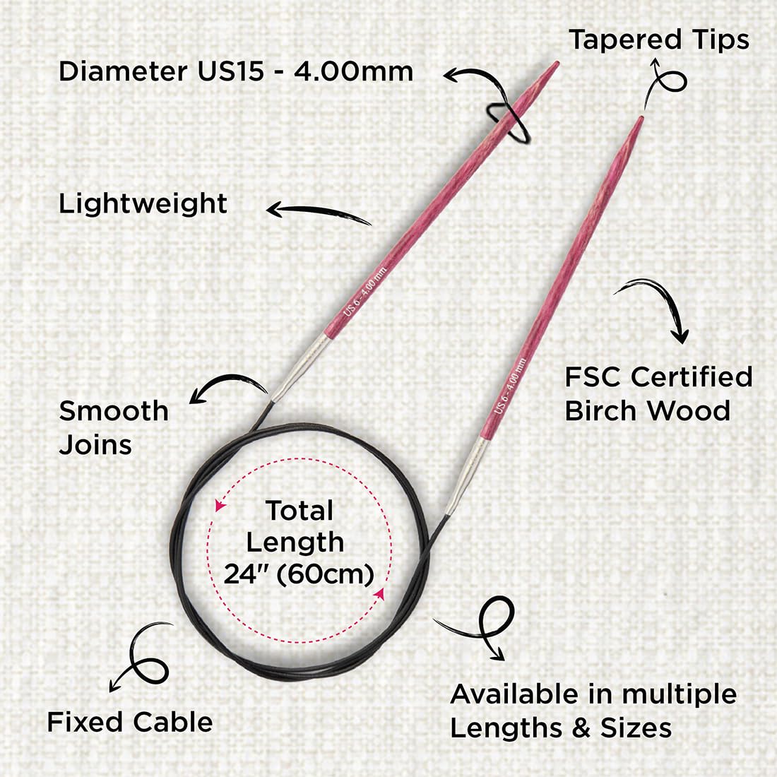Foto 4 pulgar | Agujas Circulares Fijas Knitpro Dreamz 60 Cm, Talla Us 6 4 Mm - Venta Internacional.