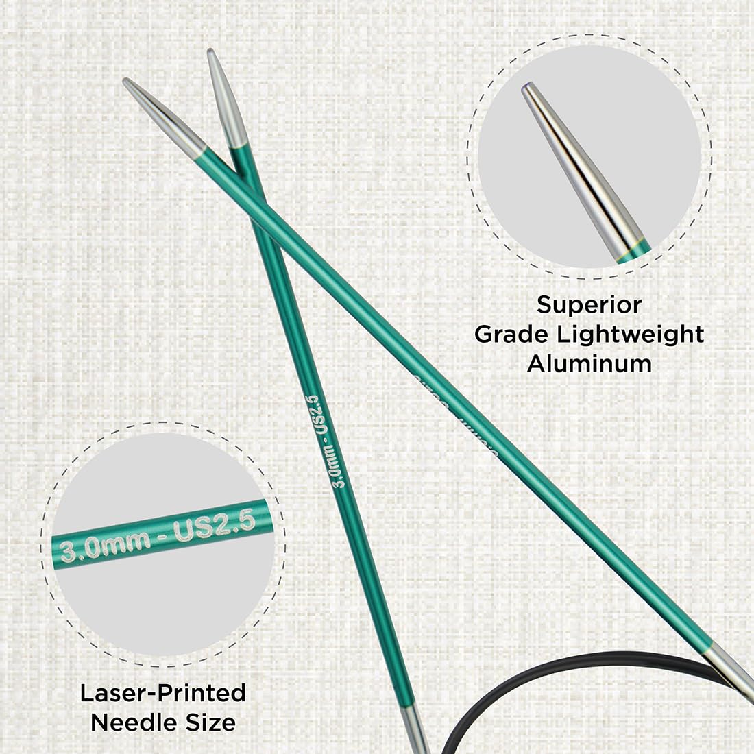 Foto 2 | Agujas Circulares Fijas Knitpro Zing 24 Cm Us 2.5 (3 Mm) - Venta Internacional.