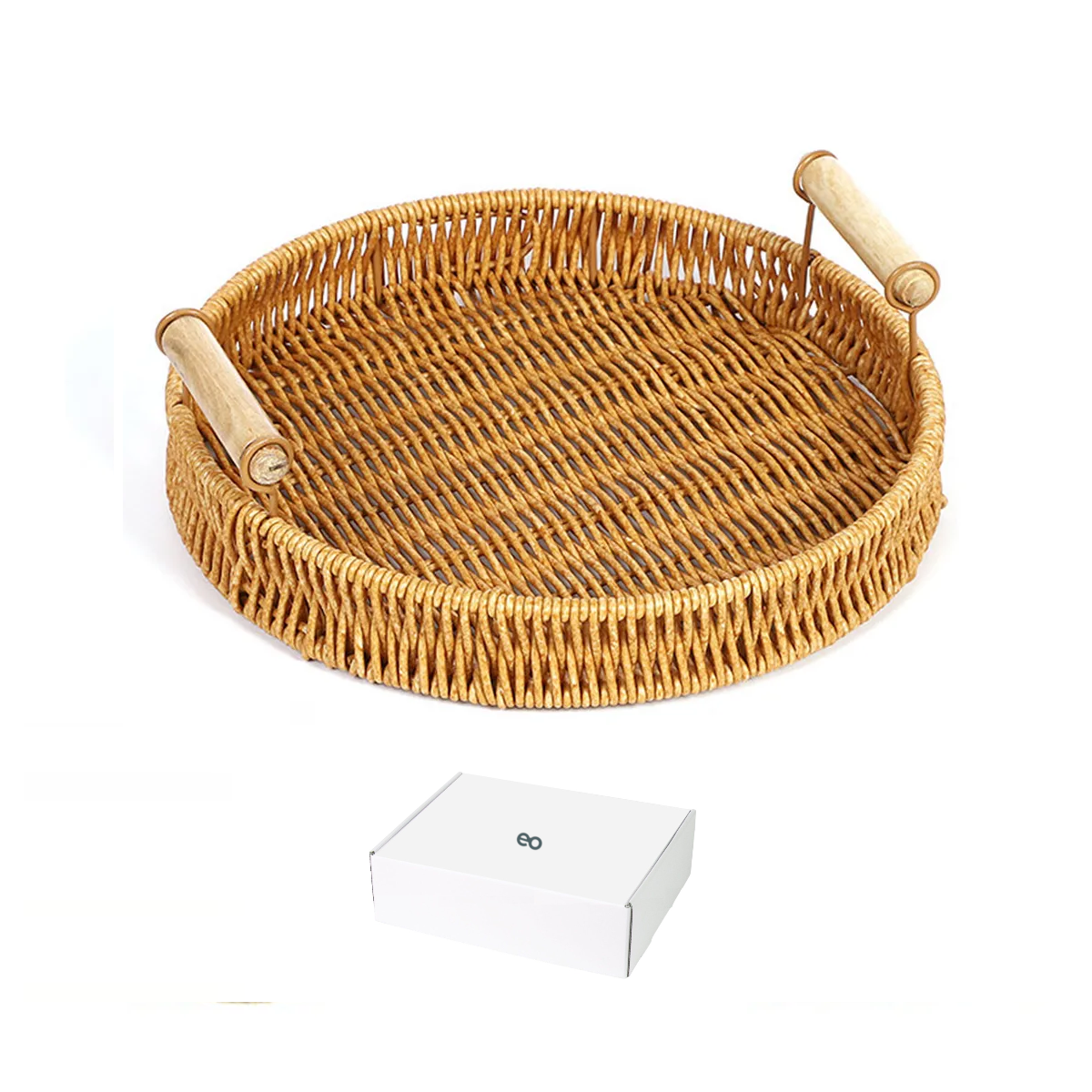 Canasta Ratán Mimbre Redonda Cestas Pan  Eo Safe Imports Esi-20502 Beige
