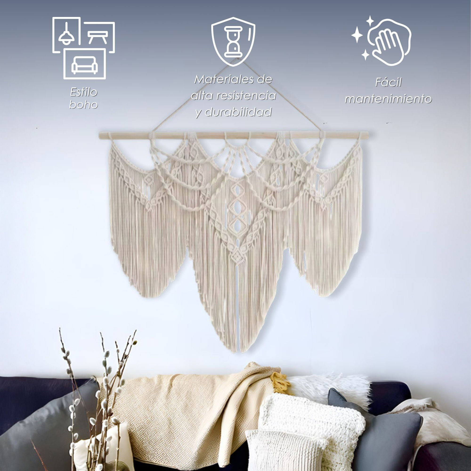 Foto 4 pulgar | Colgante de Pared Boho Beige